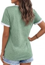 Womens T Shirts Graphic Tees Spring Short Sleeve V Neck Funny Letter Print Casual Loose Cute Summer Tops - Image 2