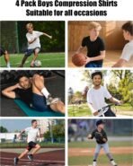 3 Pack Boys Compression Shirt Short Sleeve Youth Basketball Undershirt Kids Athletic Quick Dry Base Layer T-Shirt - Image 6