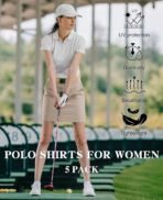 5 Pack Women's Polo Shirts Short Sleeve 3 Buttons Collared Uniform Tops Moisture-Wicking T-Shirts for Work & Casual - Image 6