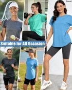4 Pack Womens Workout Tops Short Sleeve Shirts Sun Protection UPF 50+ Quick Dry Running Outfits for Gym Hiking Loose Fit - Image 6