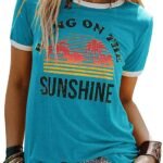 Graphic Tees for Women Short Sleeve Summer Tops Funny Letter Printed Loose Casual T Shirts