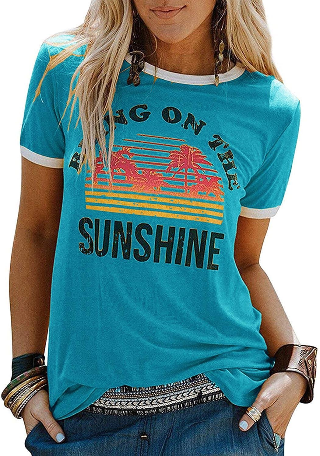 81G7u1gqpyL._AC_SL1500_ Graphic Tees for Women Short Sleeve Summer Tops Funny Letter Printed Loose Casual T Shirts - Image 1