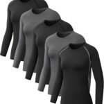 5 Pack Women's Compression Shirt Long Sleeve Workout Tops Athletic Baselayer Quick Dry Gym Yoga Running T-Shirt