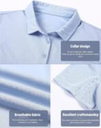 5 Pack Women's Polo Shirts Short Sleeve 3 Buttons Collared Uniform Tops Moisture-Wicking T-Shirts for Work & Casual - Image 4