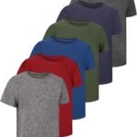 6 Pack Boys Athletic Shirts Youth Kids Quick Dry Moisture Wicking UPF 50+ Short Sleeve Active Performance T-Shirts